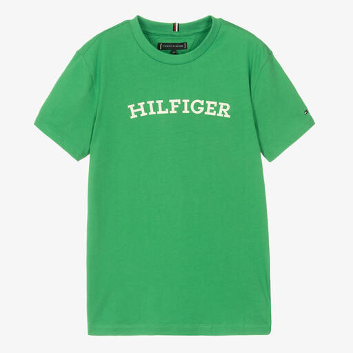 Tommy Hilfiger-Teen Boys Green Cotton T-Shirt | Childrensalon Outlet