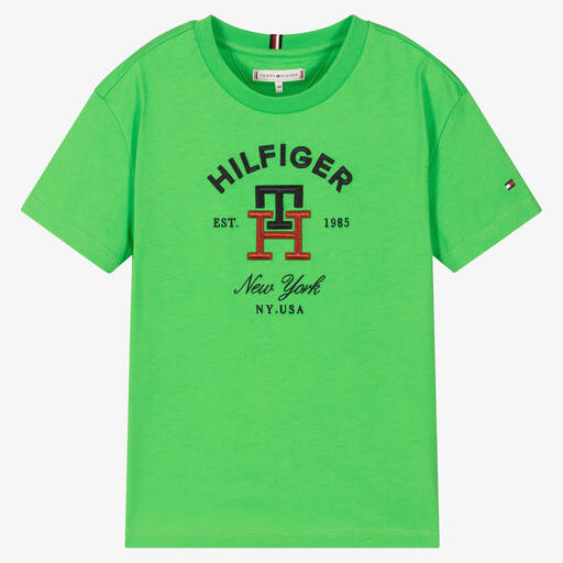 Tommy Hilfiger-Teen Boys Green Monogram Logo T-Shirt | Childrensalon Outlet