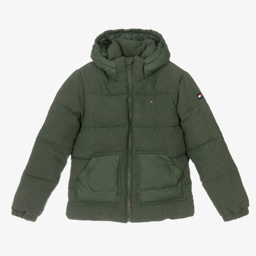 Tommy Hilfiger-Teen Boys Green Puffer Jacket | Childrensalon Outlet