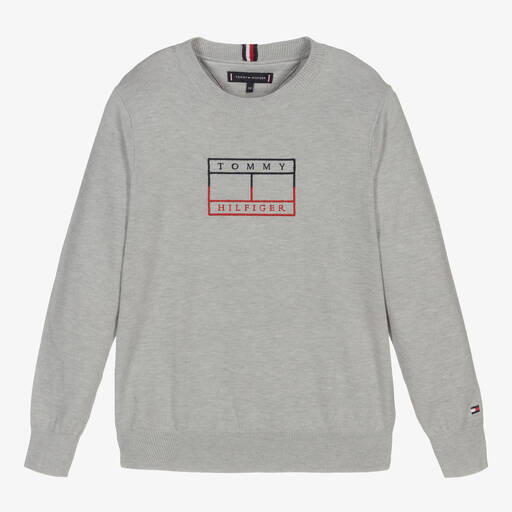 Tommy Hilfiger-Teen Boys Grey Knitted Sweater | Childrensalon Outlet