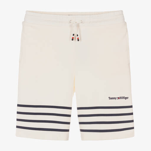 Tommy Hilfiger-Teen Boys Ivory & Blue Stripe Shorts | Childrensalon Outlet
