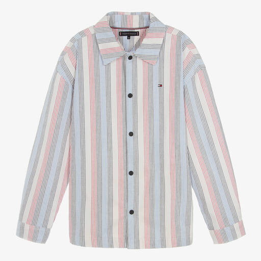 Tommy Hilfiger-Teen Boys Multi-Stripe Oxford Cotton Shirt | Childrensalon Outlet