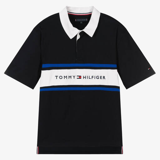 Tommy Hilfiger-Teen Boys Navy Blue Jersey Polo Shirt | Childrensalon Outlet