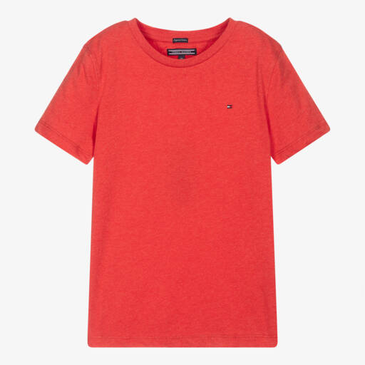Tommy Hilfiger-Teen Boys Red Cotton Flag Logo T-Shirt | Childrensalon Outlet