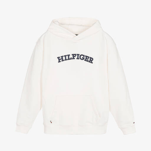 Tommy Hilfiger-Teen Boys White Cotton Hoodie | Childrensalon Outlet