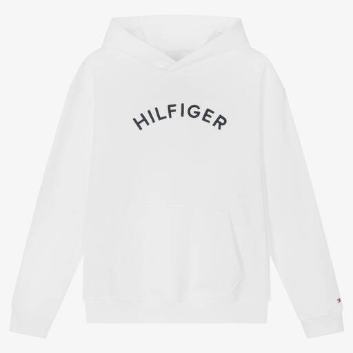 Tommy Hilfiger-توب هودي تينز ولادي قطن لون أبيض | Childrensalon Outlet