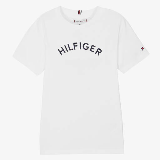 Tommy Hilfiger-تيشيرت تينز ولادي قطن لون أبيض | Childrensalon Outlet
