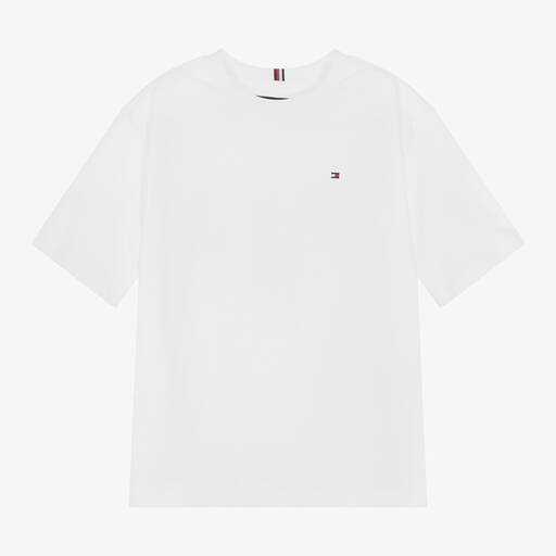 Tommy Hilfiger-Weißes Teen Baumwoll-T-Shirt | Childrensalon Outlet