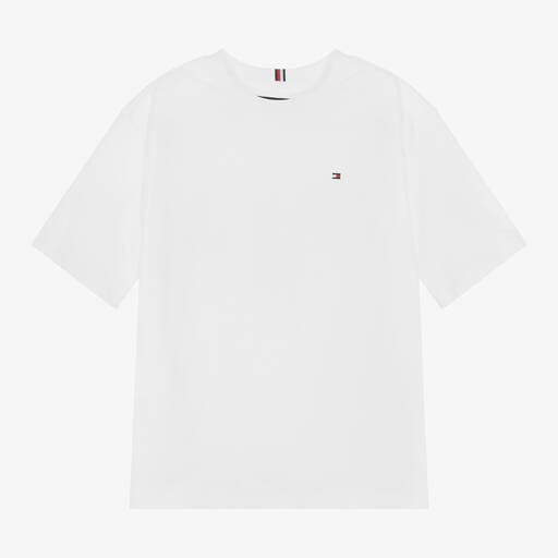 Tommy Hilfiger-Teen Boys White Cotton Logo T-Shirt | Childrensalon Outlet