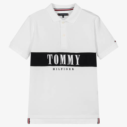 Tommy Hilfiger-Weißes Teen Poloshirt für Jungen | Childrensalon Outlet