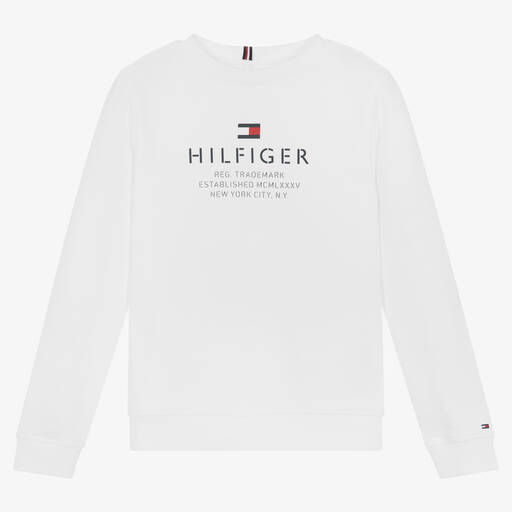 Tommy Hilfiger-Teen Boys White Logo Sweatshirt | Childrensalon Outlet