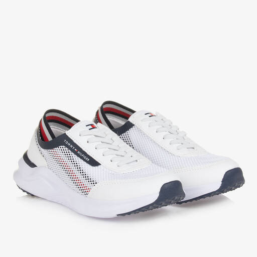 Tommy Hilfiger-Teen Boys White Mesh Slip-On Trainers | Childrensalon Outlet