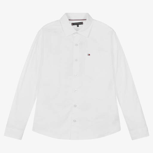 Tommy Hilfiger-Chemise coton blanc à monogrammes | Childrensalon Outlet