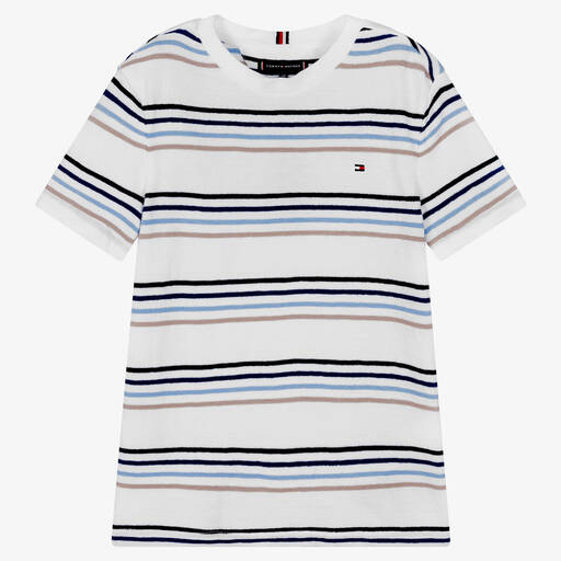 Tommy Hilfiger-Teen Boys White Towelling T-Shirt | Childrensalon Outlet