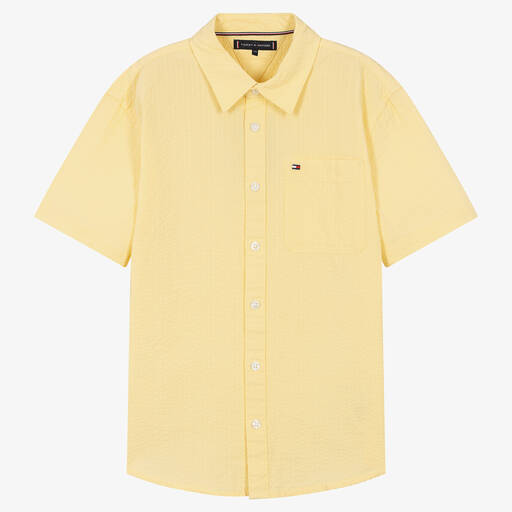 Tommy Hilfiger-قميص تينز ولادي قطن سيرسوكر لون أصفر | Childrensalon Outlet