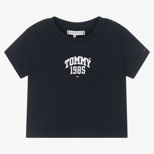 Tommy Hilfiger-Teen Girls Blue Cotton Logo T-Shirt | Childrensalon Outlet