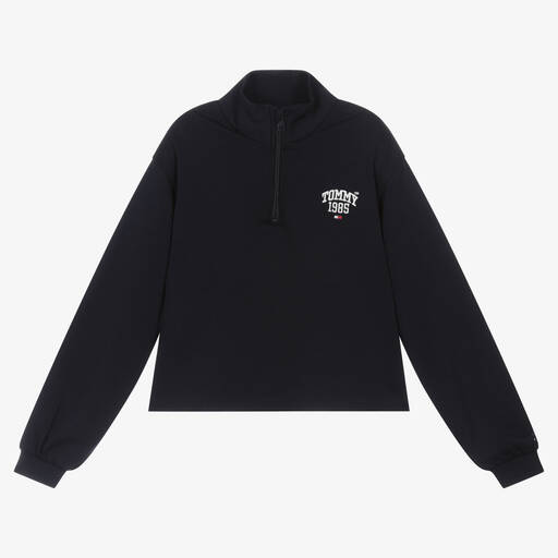 Tommy Hilfiger-سويتشيرت تينز بناتي فيسكوز جيرسي لون كحلي | Childrensalon Outlet