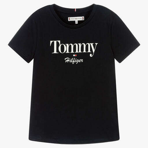 Tommy Hilfiger-Teen Girls Blue Logo T-Shirt | Childrensalon Outlet