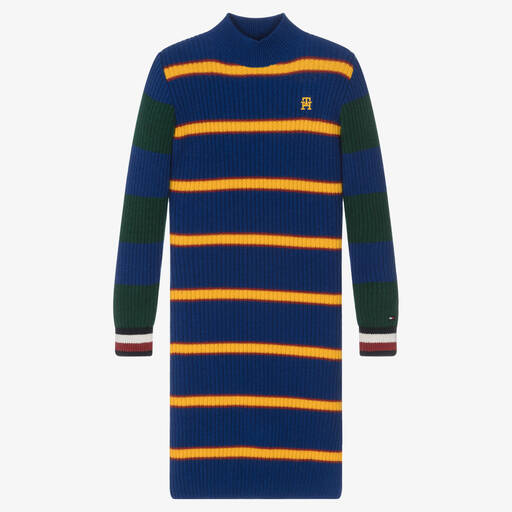 Tommy Hilfiger-Teen Girls Blue Multi-Stripe Knit Dress | Childrensalon Outlet