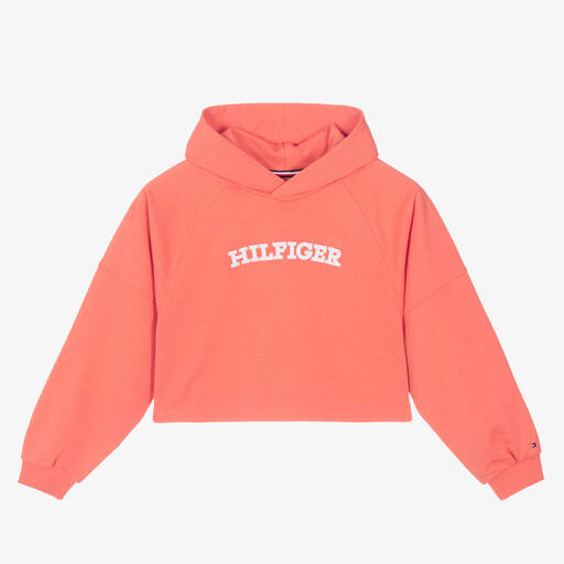 Tommy Hilfiger-Teen Girls Coral Pink Varsity Hoodie | Childrensalon Outlet