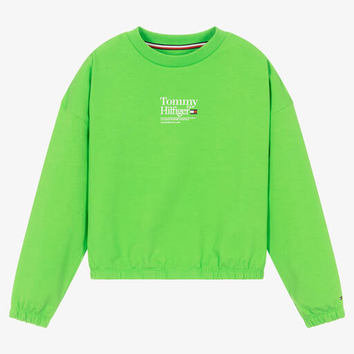 Tommy Hilfiger-Teen Girls Green Logo Sweatshirt | Childrensalon Outlet
