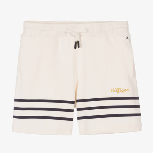 Tommy Hilfiger-Teen Girls Ivory & Blue Stripe Shorts | Childrensalon Outlet