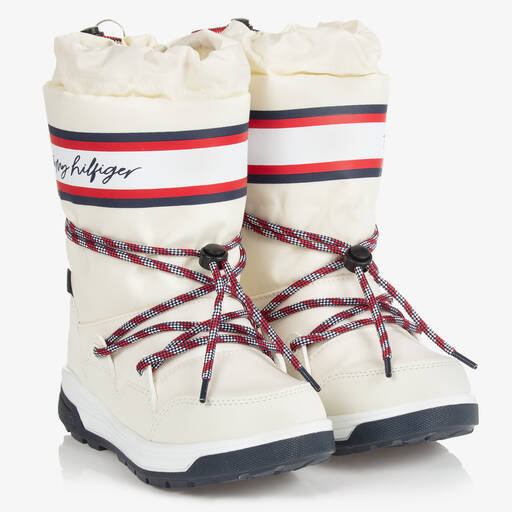 Tommy Hilfiger-Teen Girls Ivory Logo Snow Boots | Childrensalon Outlet