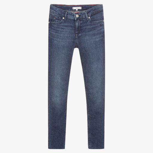 Tommy Hilfiger-جينز تينز بناتي قطن دنيم لون أزرق | Childrensalon Outlet