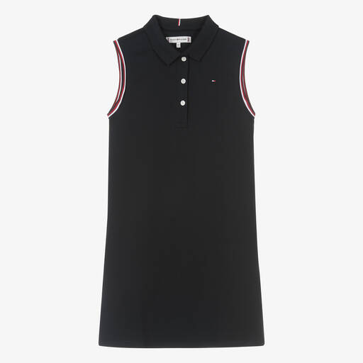Tommy Hilfiger-فستان بولو قطن بيكيه لون كحلي للمراهقات | Childrensalon Outlet