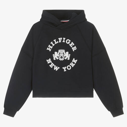 Tommy Hilfiger-Navyblauer College-Baumwoll-Hoodie | Childrensalon Outlet