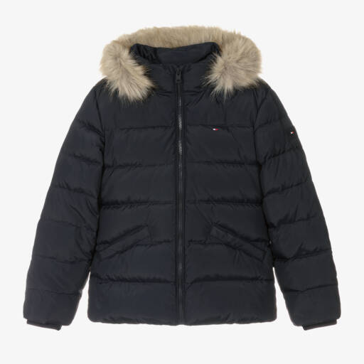 Tommy Hilfiger-Teen Girls Navy Blue Down Padded Jacket | Childrensalon Outlet