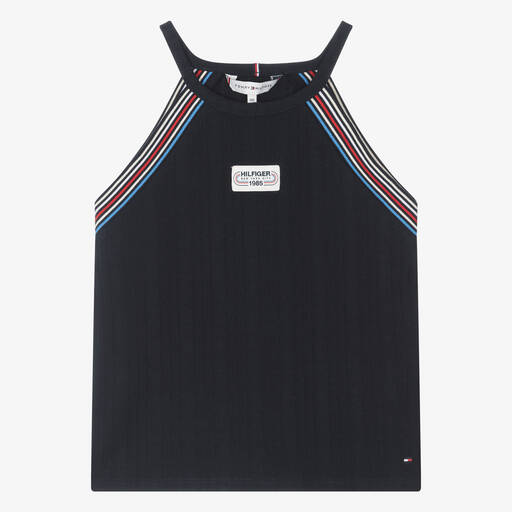 Tommy Hilfiger-Teen Girls Navy Blue Ribbed Cotton Top | Childrensalon Outlet