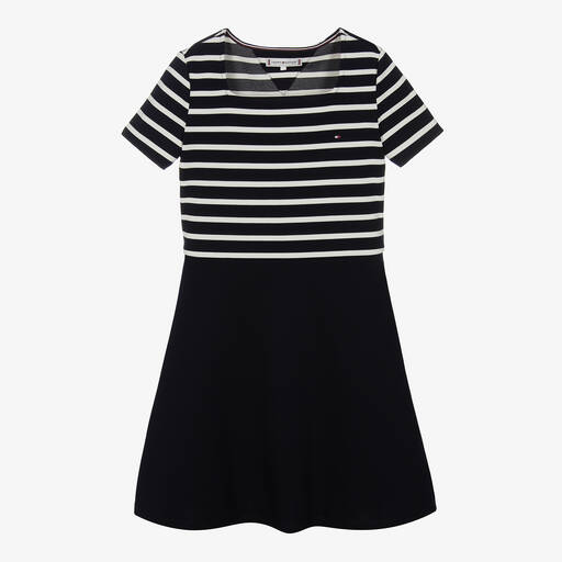 Tommy Hilfiger-Teen Girls Navy Blue Striped Jersey Dress | Childrensalon Outlet