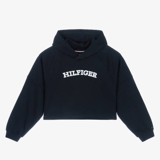Tommy Hilfiger-توب هودي قطن جيرسي لون كحلي للمراهقات | Childrensalon Outlet