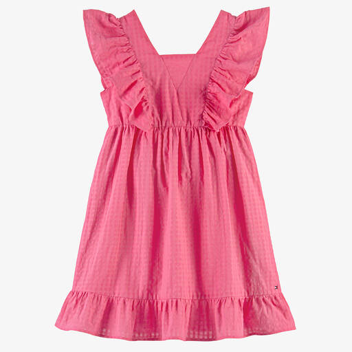 Tommy Hilfiger-Teen Girls Pink Cotton Ruffle Dress | Childrensalon Outlet