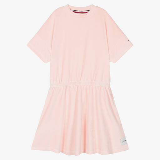Tommy Hilfiger-Teen Girls Pink Cotton Velour Dress | Childrensalon Outlet