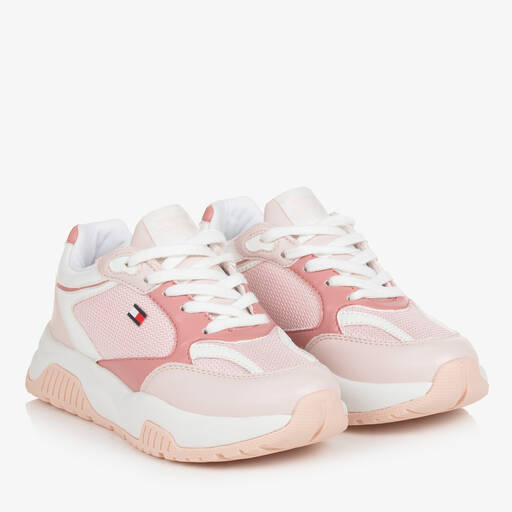 Tommy Hilfiger-Teen Girls Pink Faux Leather Trainers | Childrensalon Outlet