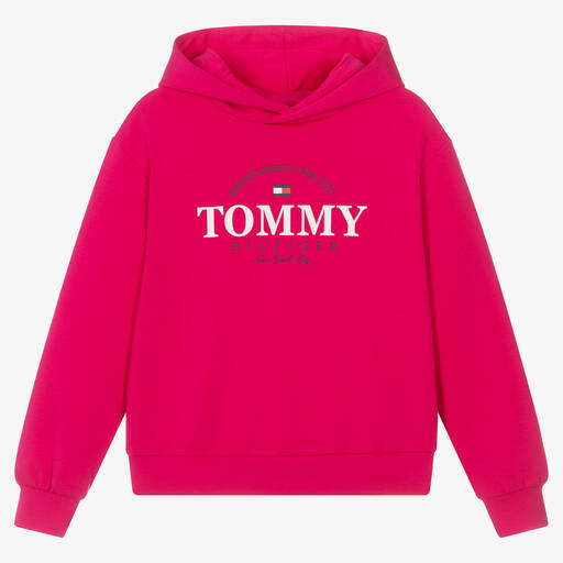 Tommy Hilfiger-توب هودي تينز بناتي مزيج فيسكوز لون زهري | Childrensalon Outlet