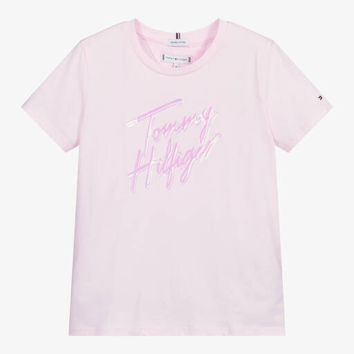 Tommy Hilfiger-Teen Girls Pink Logo T-Shirt | Childrensalon Outlet