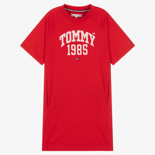 Tommy Hilfiger-Rotes Teen Baumwoll-Jerseykleid | Childrensalon Outlet