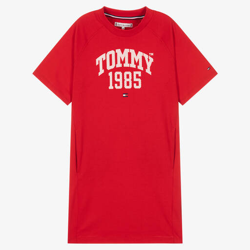 Tommy Hilfiger-فستان تينز بناتي قطن لون أحمر | Childrensalon Outlet