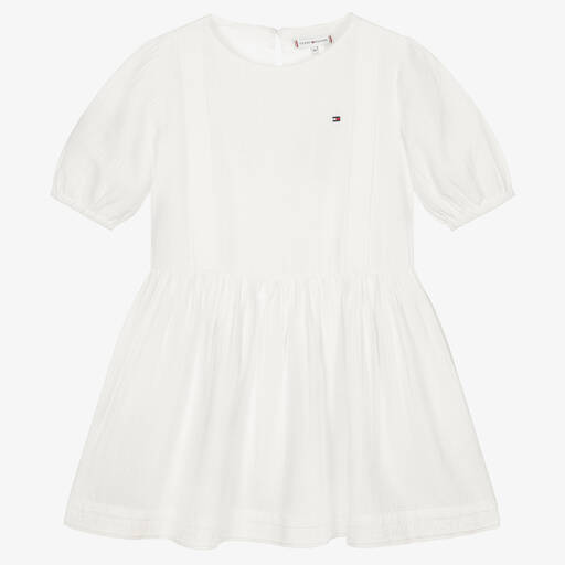Tommy Hilfiger-فستان تينز بناتي قطن لون أبيض | Childrensalon Outlet