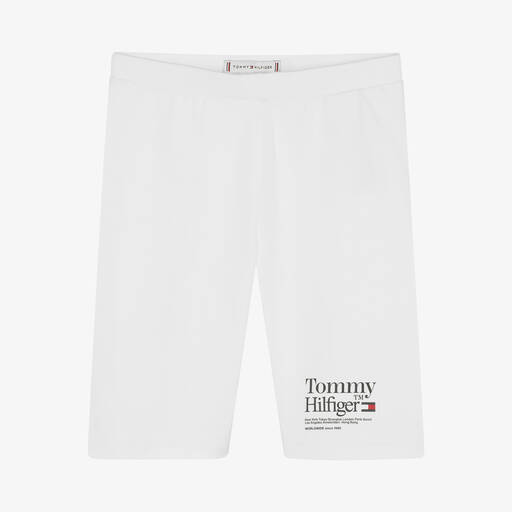 Tommy Hilfiger-Teen Girls White Cotton Logo Shorts | Childrensalon Outlet