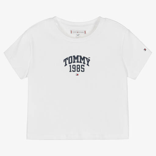 Tommy Hilfiger-Teen Girls White Cotton Logo T-Shirt | Childrensalon Outlet