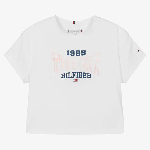 Tommy Hilfiger-Weißes Teen Baumwoll-T-Shirt | Childrensalon Outlet
