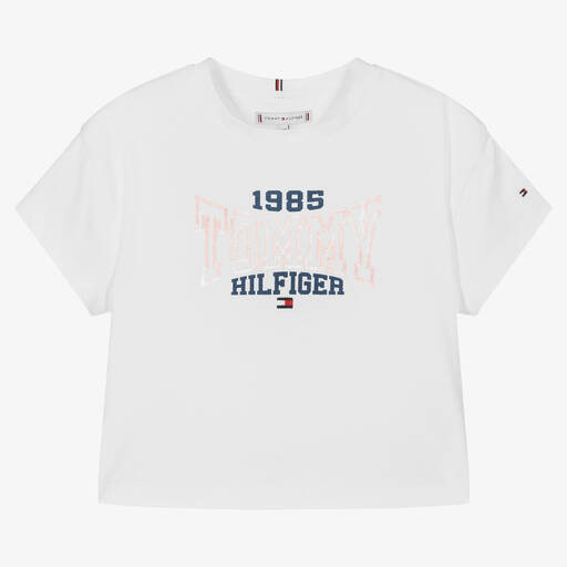 Tommy Hilfiger-تيشيرت تينز بناتي قطن لون أبيض | Childrensalon Outlet