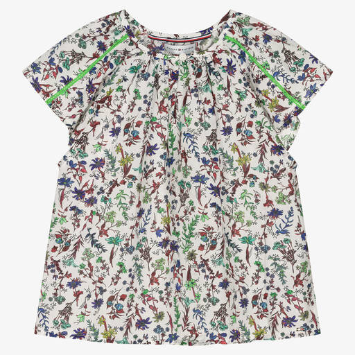 Tommy Hilfiger-Teen Girls White Floral Cotton Blouse | Childrensalon Outlet