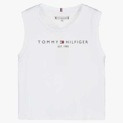 Tommy Hilfiger-توب فيست تينز بناتي قطن لون أبيض | Childrensalon Outlet