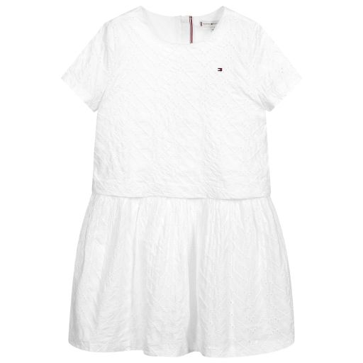 Tommy Hilfiger-Teen Girls White Logo Dress | Childrensalon Outlet
