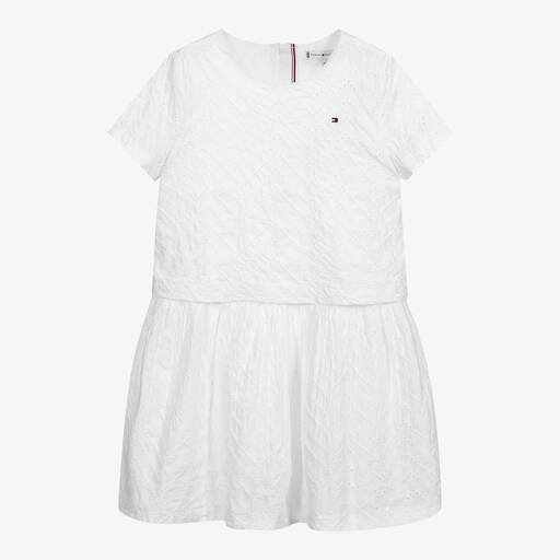 Tommy Hilfiger-Teen Girls White Logo Dress | Childrensalon Outlet